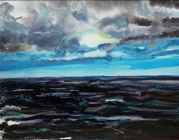dopo il blu acquerello su cartoncino 24x32 cm 2019