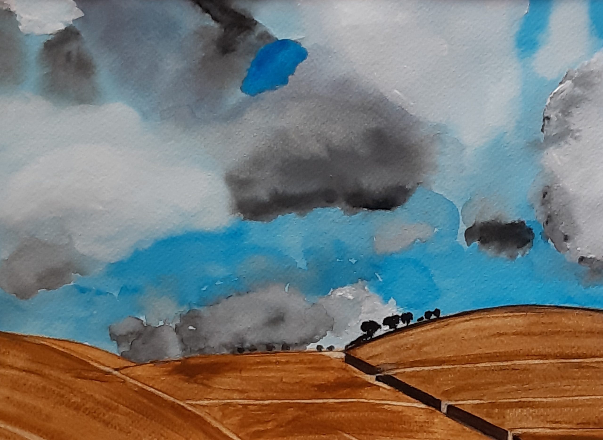 il cretto di Burri 2 acquerello su cartoncino 24 x 32 cm 2019