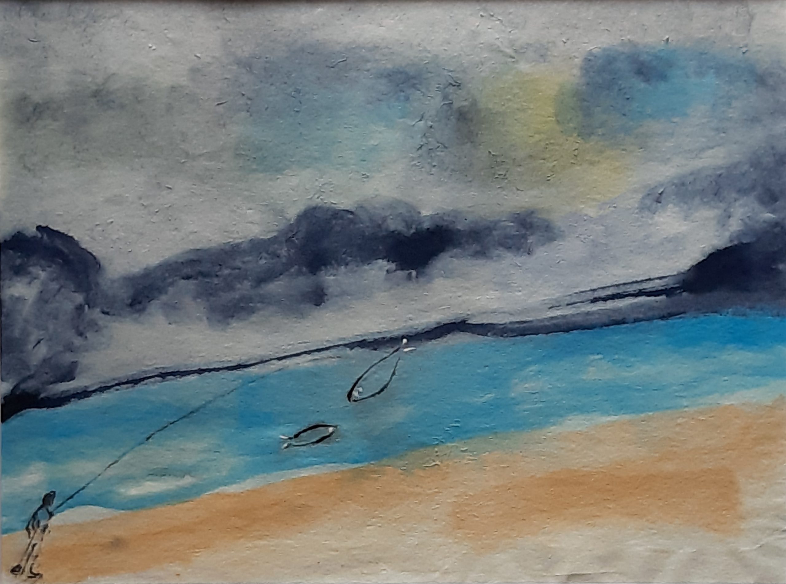 il pescatore acquerello su carta di riso 21 x 29 cm 2019