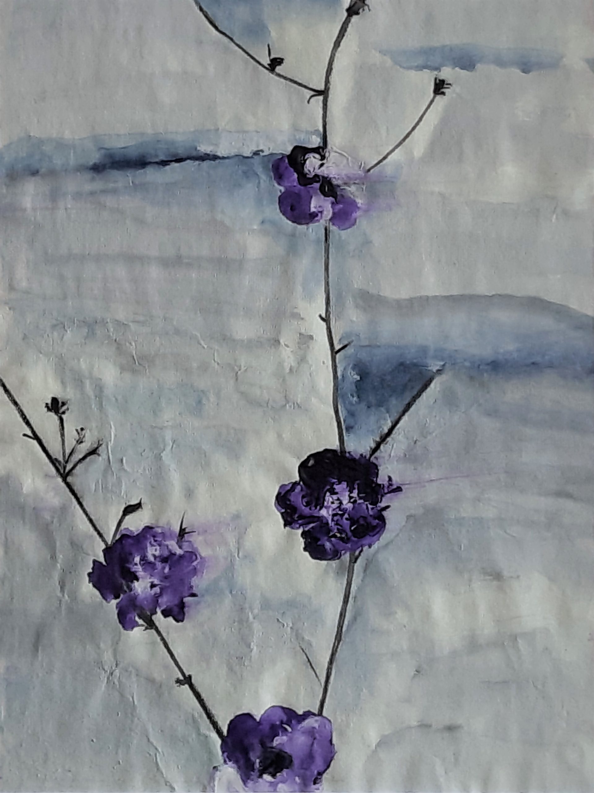 viola acquerello su carta di riso 24 x 32 cm 2019