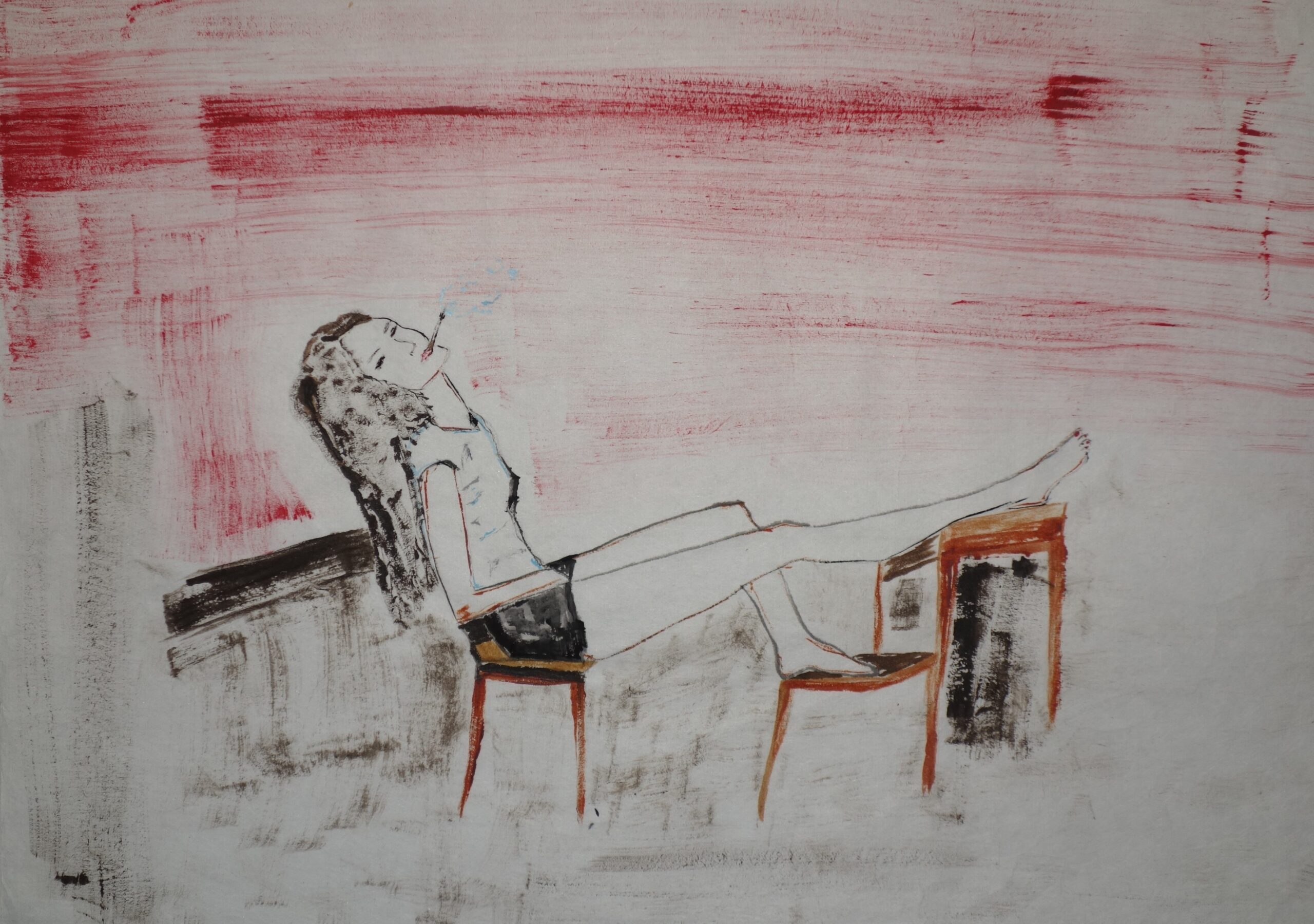 Pausa 2020 - acquerello su carta di riso 30x38 cm